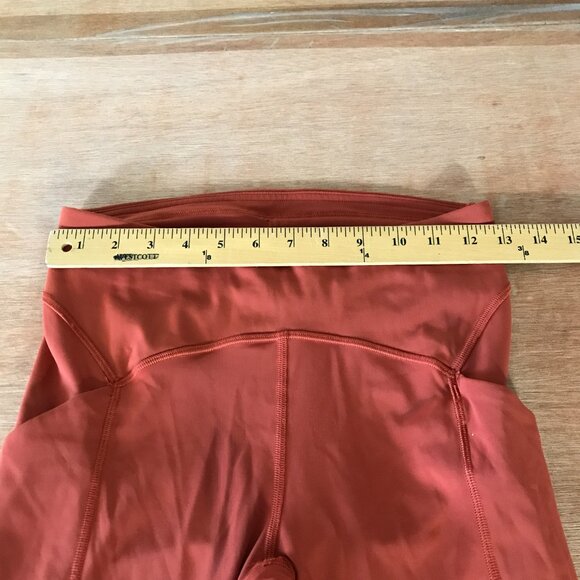Lululemon Power Thru Leggings Women 6 Orange Mid Rise Media Pockets Stretch - Picture 9 of 12